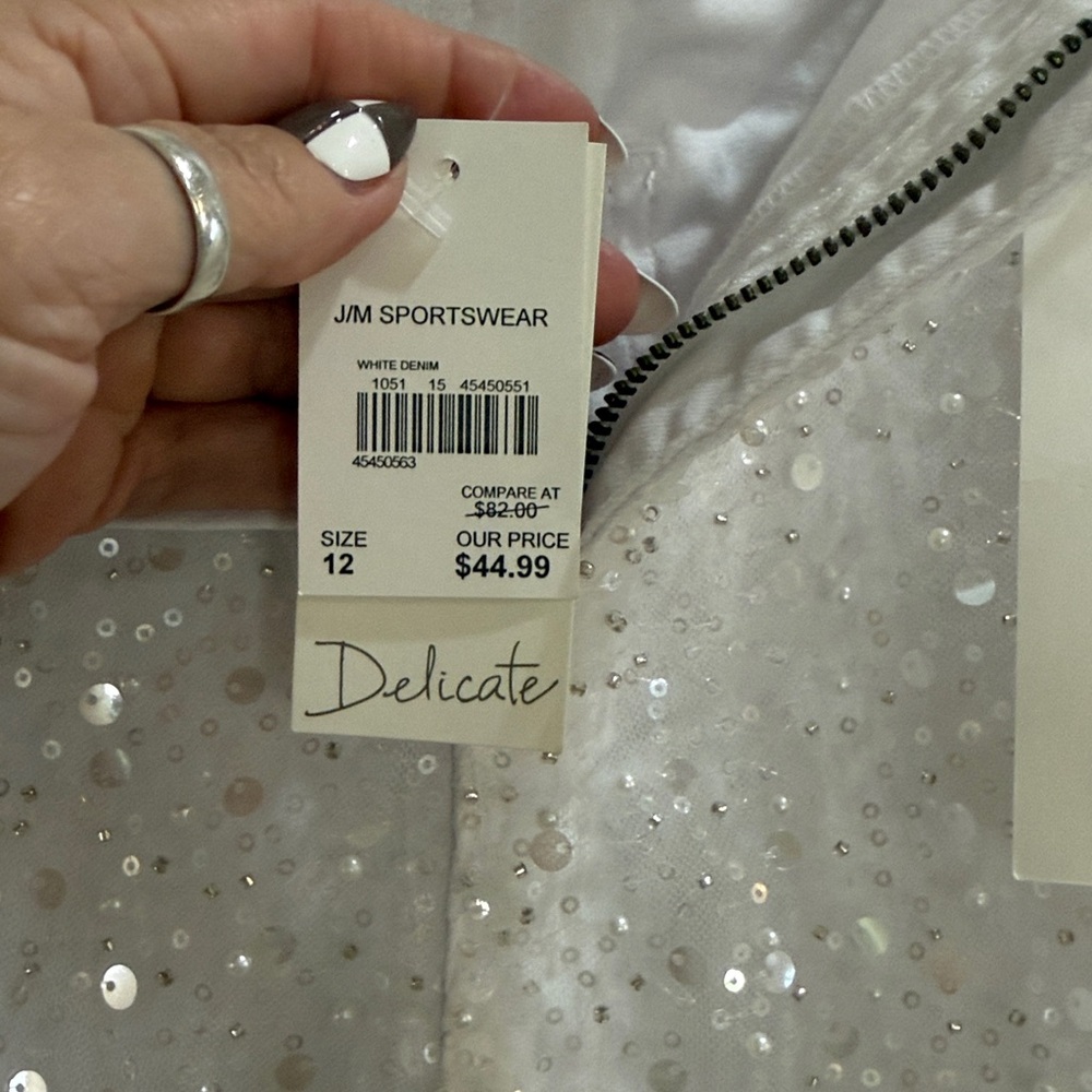 White Sequin Embellished Jeans - Picture 5 of 10